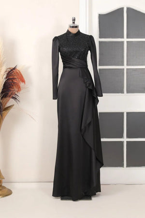 Adriana Tesettür Abiye - FioraofDress - tesettur - abiye - SİYAH - 36 - hijab - evening - dress