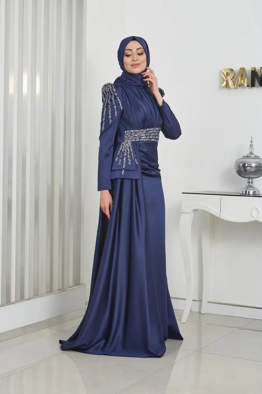Alina Tesettür Abiye - FioraofDress - tesettur - abiye - 44 - lacivert - hijab - evening - dress