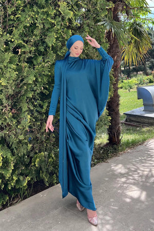Almira Tesettür Abiye - FioraofDress - tesettur - abiye - 44 - PETROL - hijab - evening - dress