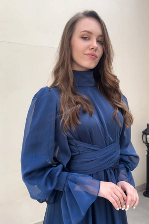 Aurora Tesettür Abiye - FioraofDress - tesettur - abiye - lacivert - 36 - hijab - evening - dress