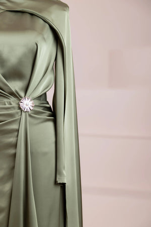 Ayza Tesettür Abiye - FioraofDress - tesettur - abiye - haki - 38 - hijab - evening - dress