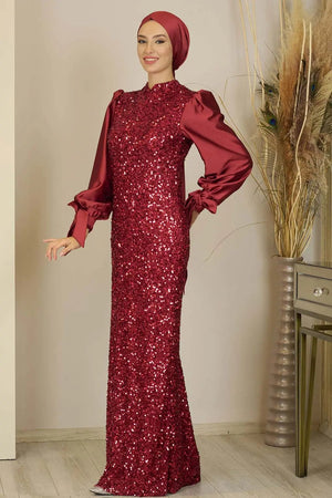 Azra Tesettür Abiye - FioraofDress - tesettur - abiye - BORDO - 38 - hijab - evening - dress