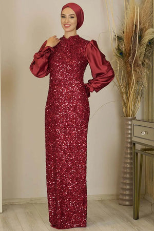 Azra Tesettür Abiye - FioraofDress - tesettur - abiye - BORDO - 38 - hijab - evening - dress