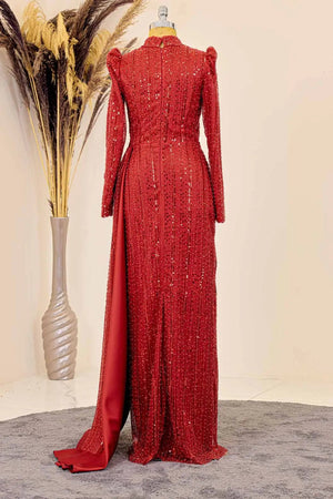 Berguzar Tesettür Abiye - FioraofDress - tesettur - abiye - Kırmızı - 38 - hijab - evening - dress