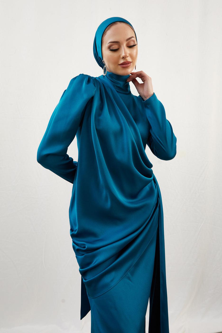 Buse İndigo Tesettür Abiye - FioraofDress - tesettur - abiye - 42 - İNDİGO - hijab - evening - dress