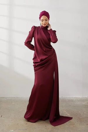Buse Tesettür Abiye - FioraofDress - tesettur - abiye - 42 - BORDO - hijab - evening - dress