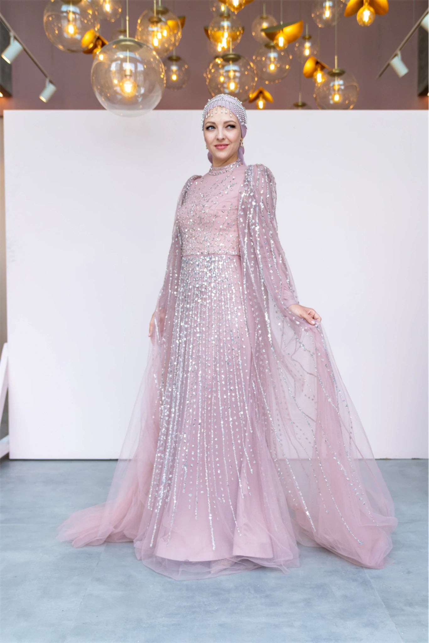 Cindy Abiye - FioraofDress - tesettur - abiye - 36 - Pudra - hijab - evening - dress