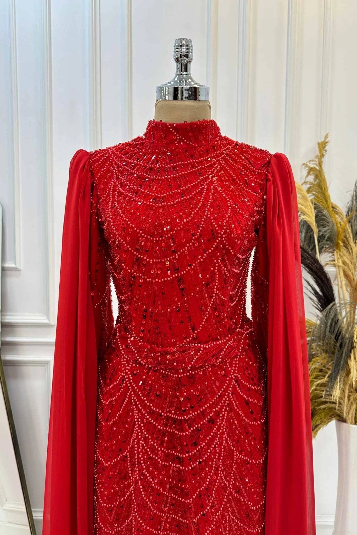 Devin Tesettür Abiye - FioraofDress - tesettur - abiye - 48 - Kırmızı - hijab - evening - dress