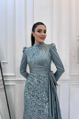 Dicle Tesettür Abiye - FioraofDress - tesettur - abiye - 48 - mint - hijab - evening - dress