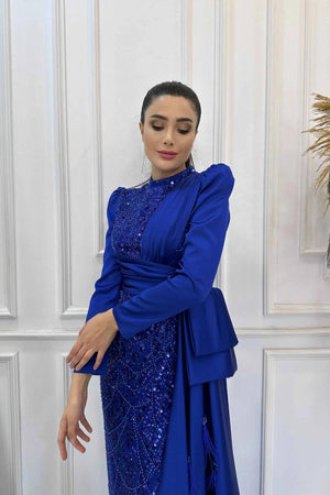 Dicle Tesettür Abiye - FioraofDress - tesettur - abiye - 48 - SAX - hijab - evening - dress