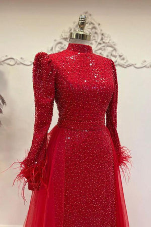 Dila Tesettür Abiye Kırmızı - FioraofDress - tesettur - abiye - 48 - KIRMIZI - hijab - evening - dress