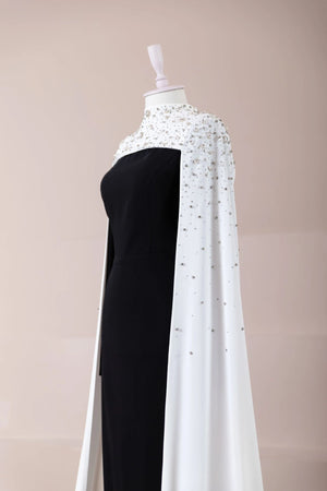 Düşes Tesettür Abiye - FioraofDress - tesettur - abiye - Siyah Beyaz - 36 - hijab - evening - dress