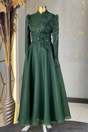 Ela Tesettür Abiye Zümrüt - FioraofDress - tesettur - abiye - 48 - hijab - evening - dress