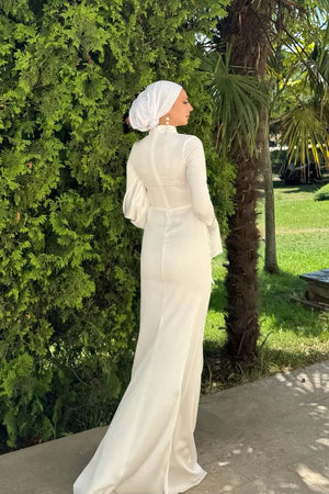 Ela Tesetür Abiye - FioraofDress - tesettur - abiye - 36 - Beyaz - hijab - evening - dress