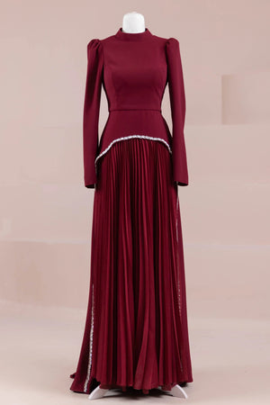 Elise Tesettür Abiye - FioraofDress - tesettur - abiye - BORDO - 38 - hijab - evening - dress