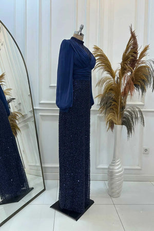 Ella Tesettür Abiye - FioraofDress - tesettur - abiye - lacivert - 38 - hijab - evening - dress