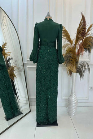 Ella Tesettür Abiye - FioraofDress - tesettur - abiye - zümrüt - 38 - hijab - evening - dress