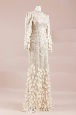 Elyse Tesettür Abiye - FioraofDress - tesettur - abiye - krem - 38 - hijab - evening - dress