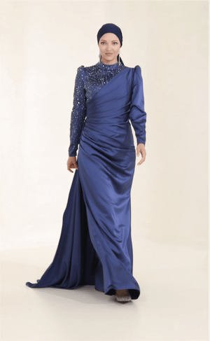 Ester Tesettür Abiye - FioraofDress - tesettur - abiye - 44 - İndigo - hijab - evening - dress