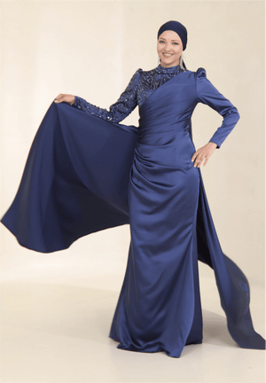 Ester Tesettür Abiye - FioraofDress - tesettur - abiye - 44 - İndigo - hijab - evening - dress