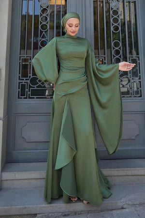Eyşan Tesettür Abiye - FioraofDress - tesettur - abiye - haki - 36 - hijab - evening - dress