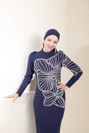 Gaia Tesettür Abiye - FioraofDress - tesettur - abiye - 48 - lacivert - hijab - evening - dress