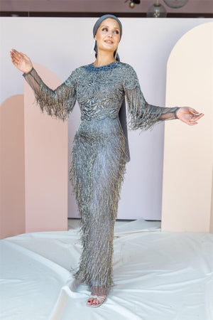 Handmade Embroidered AH1021 - FioraofDress - tesettur - abiye - 48 - hijab - evening - dress