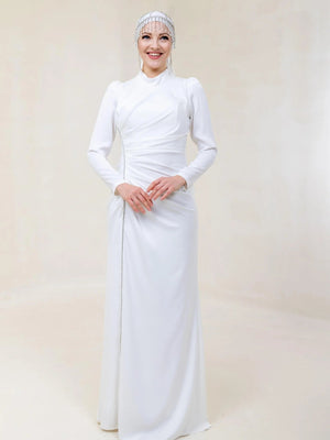 İnci Taş Tesettür Abiye - FioraofDress - tesettur - abiye - 44 - Beyaz - hijab - evening - dress