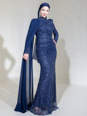 Işıl Tesettür Abiye - FioraofDress - tesettur - abiye - 44 - lacivert - hijab - evening - dress
