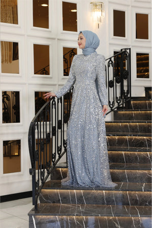 Işıltı Tesettür Abiye - FioraofDress - tesettur - abiye - 38 - İndigo - hijab - evening - dress