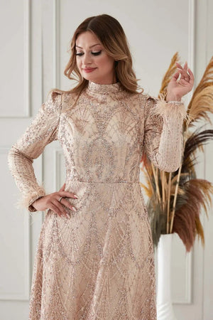 Katya Tesettür Abiye - FioraofDress - tesettur - abiye - rose - 38 - hijab - evening - dress