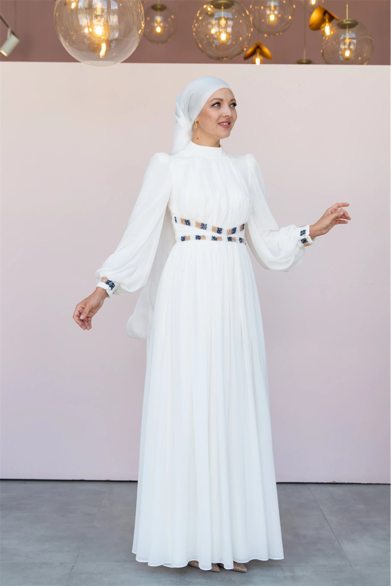 Kuğu Tesettür Abiye - FioraofDress - tesettur - abiye - 36 - Beyaz - hijab - evening - dress