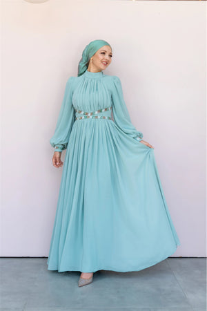 Kuğu Tesettür Abiye - FioraofDress - tesettur - abiye - 36 - mint - hijab - evening - dress