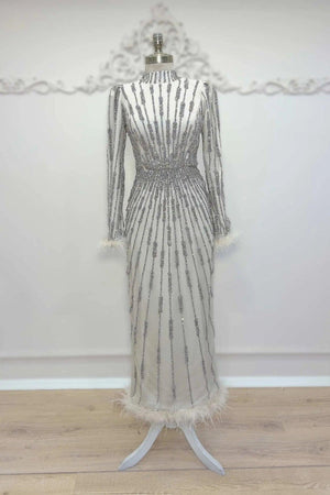 Lamira Tesettür Abiye - FioraofDress - tesettur - abiye - 48 - BEJ - hijab - evening - dress