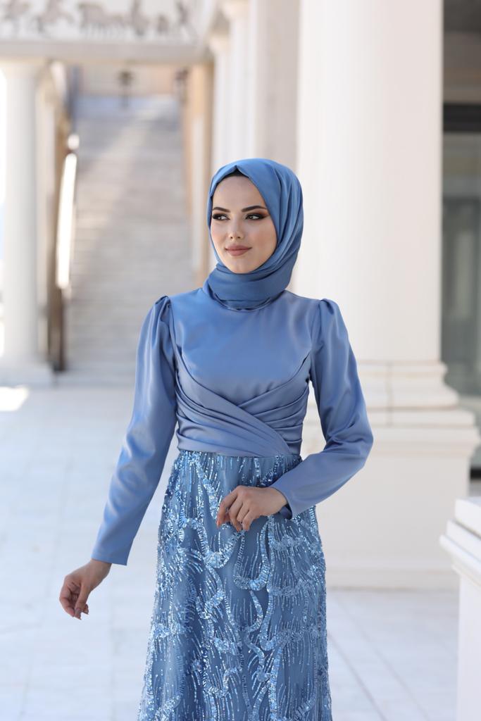 Larin Tesettür Abiye İndigo - FioraofDress - tesettur - abiye - 48 - hijab - evening - dress