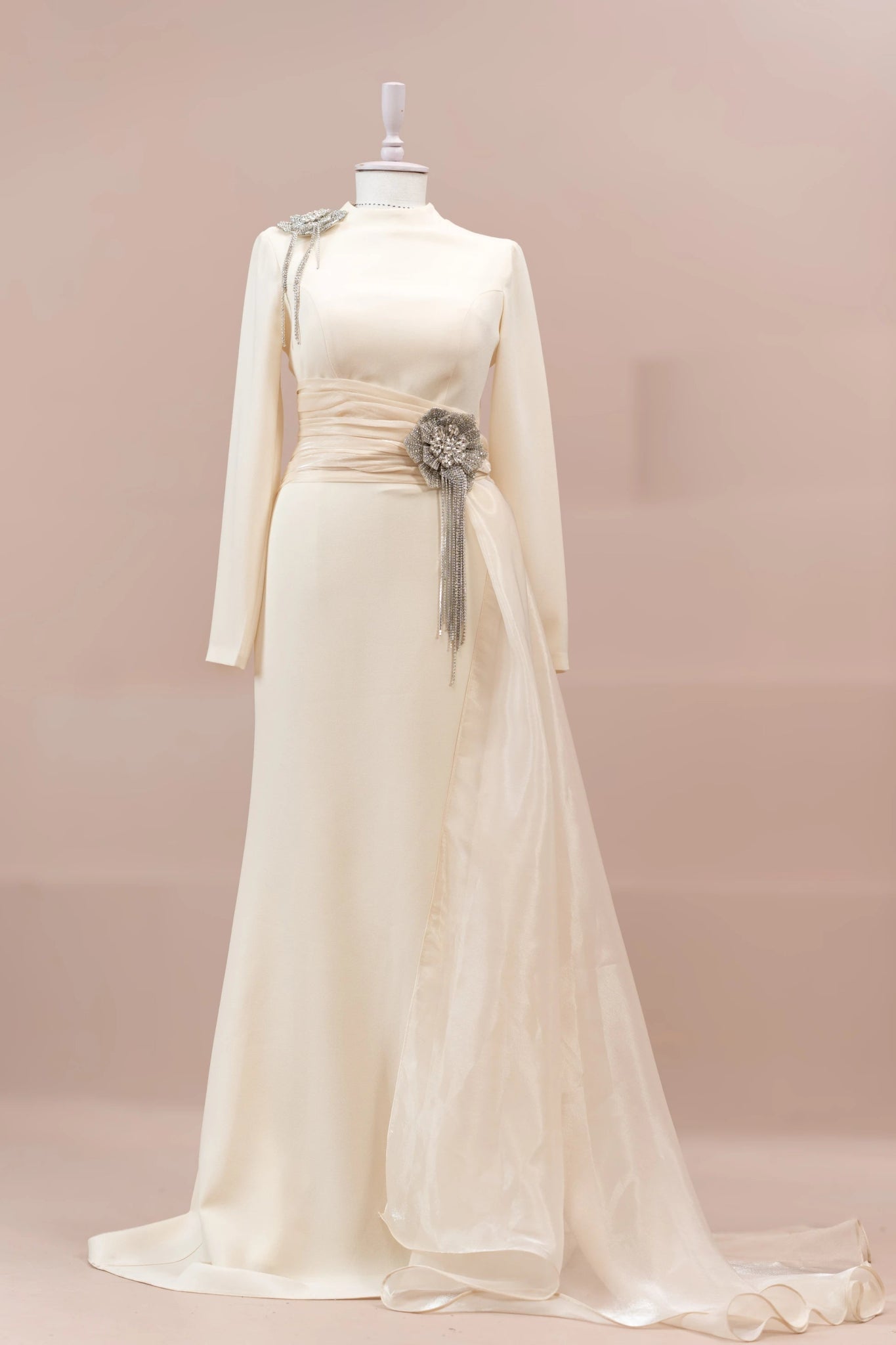 Laya Tesettür Abiye - FioraofDress - tesettur - abiye - krem - 38 - hijab - evening - dress