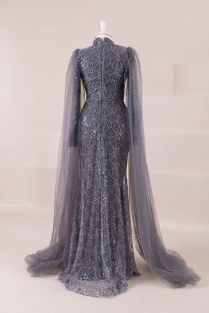Leydi Tesettür Abiye - FioraofDress - tesettur - abiye - Antrasit - 36 - hijab - evening - dress