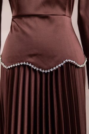 Lolita Tesettür Abiye - FioraofDress - tesettur - abiye - gold kahve - 38 - hijab - evening - dress