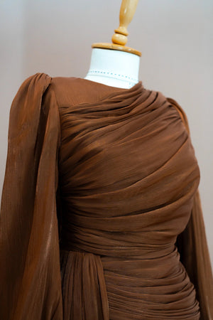 Lotus Tesettür Abiye - FioraofDress - tesettur - abiye - Kahve - 38 - hijab - evening - dress