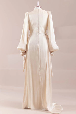 Lotus Tesettür Abiye - FioraofDress - tesettur - abiye - Ekru - 38 - hijab - evening - dress