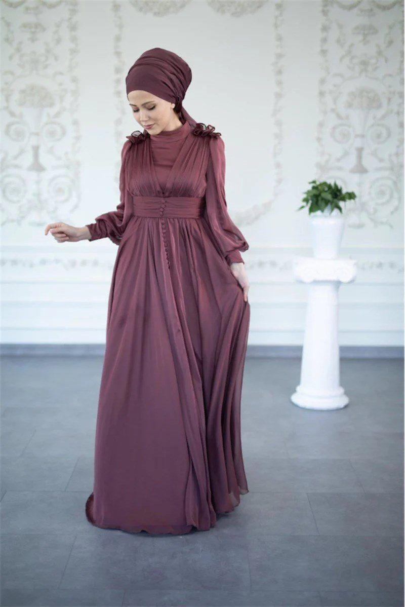 Mahur Tesettür Abiye - FioraofDress - tesettur - abiye - 42 - Pudra - hijab - evening - dress