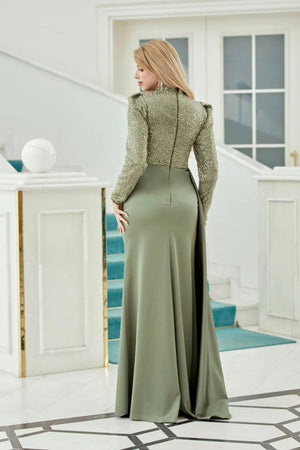 Mihri Tesettür Abiye - FioraofDress - tesettur - abiye - haki - 38 - hijab - evening - dress