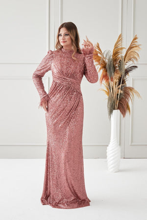 Milena Tesettür Abiye - FioraofDress - tesettur - abiye - KİREMİT - 38 - hijab - evening - dress