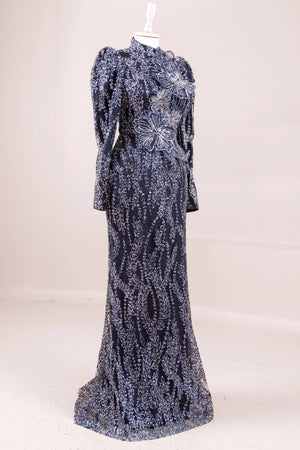 Najma Tesettür Abiye - FioraofDress - tesettur - abiye - LACİVERT - 36 - hijab - evening - dress