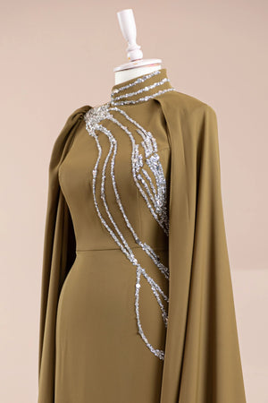 Nalesa Tesettür Abiye - FioraofDress - tesettur - abiye - olive - 36 - hijab - evening - dress