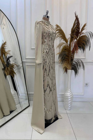 Natalie Tesettür Abiye - FioraofDress - tesettur - abiye - GOLD - 36 - hijab - evening - dress