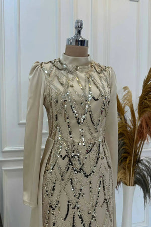 Natalie Tesettür Abiye - FioraofDress - tesettur - abiye - GOLD - 36 - hijab - evening - dress