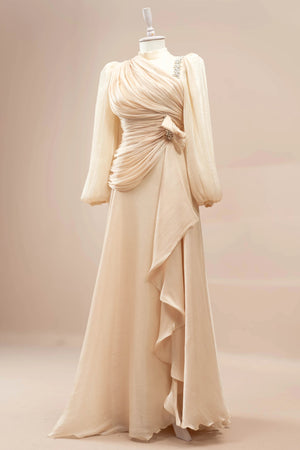 Nedya Tesettür Abiye - FioraofDress - tesettur - abiye - Ekru - 38 - hijab - evening - dress