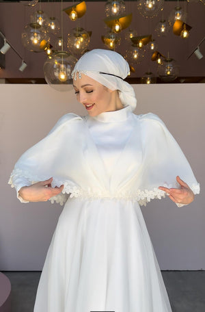 Papatya Detay Tesettur Abiye - FioraofDress - tesettur - abiye - 44 - Beyaz - hijab - evening - dress