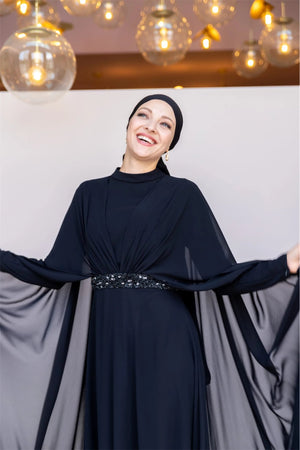 Pelerin Tesettür Abiye - FioraofDress - tesettur - abiye - 40 - SİYAH - hijab - evening - dress